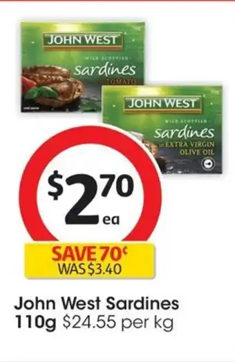 Coles John West Sardines 110g offer