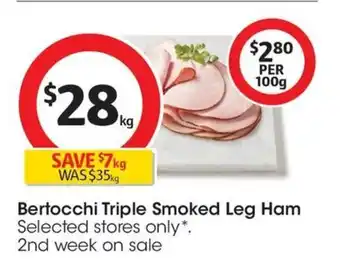 Coles Bertocchi Triple Smoked Leg Ham offer