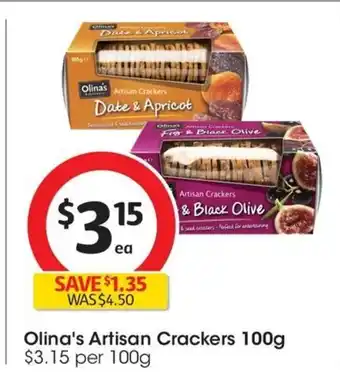 Coles Olina's Artisan Crackers 100g offer