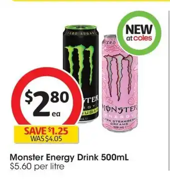 Coles Monster Energy Drink 500mL offer