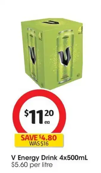 Coles V Energy Drink 4x500mL offer