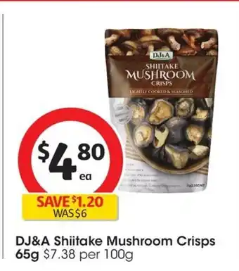 Coles DJ&A Shiitake Mushroom Crisps 65g offer