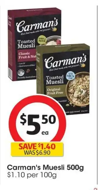 Coles Carman's Muesli 500g offer