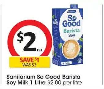 Coles Sanitarium So Good Barista Soy Milk 1 Litre offer