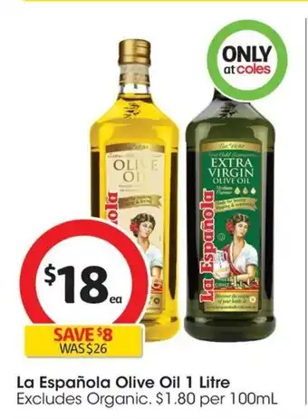 Coles La Española Olive Oil 1 Litre offer