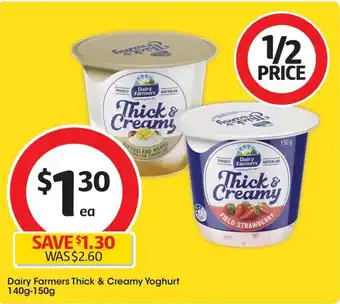 Coles Dairy Farmers Thick & Creamy Yoghurt 140g-150g offer