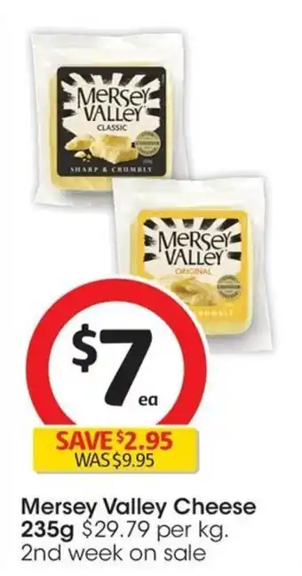 Coles Mersey Valley Cheese 235g offer