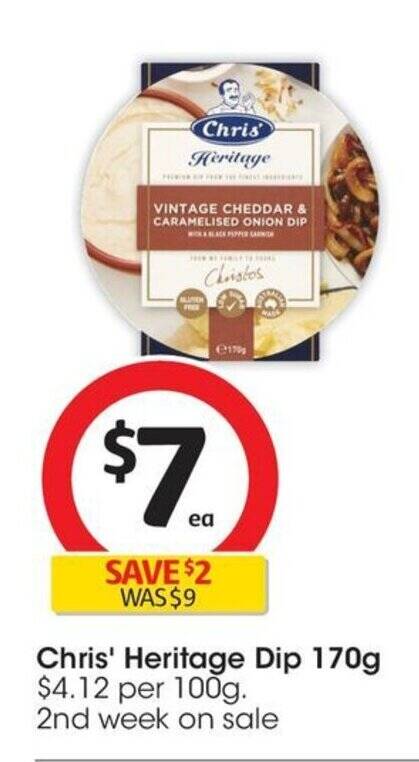 Chris' Heritage Dip 170g offer at Coles