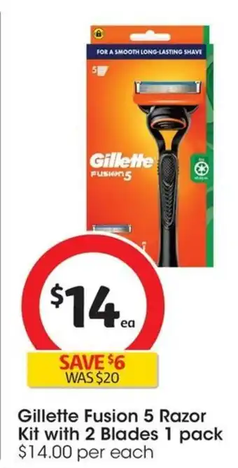 Coles Gillette Fusion 5 Razor Kit with 2 Blades 1 pack offer