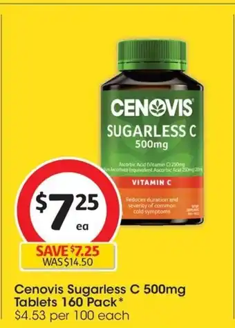 Coles Cenovis Sugarless C 500mg Tablets 160 Pack offer