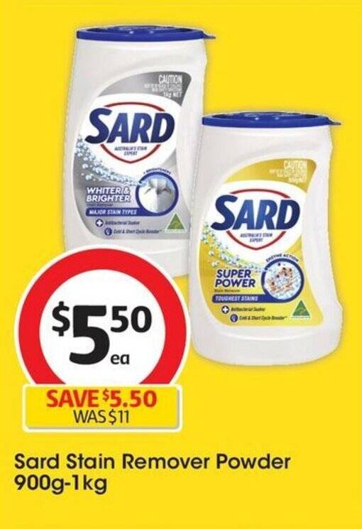Sard Stain Remover Powder 900g1kg offer at Coles