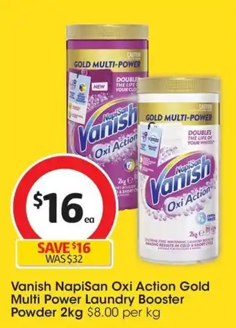 Coles Vanish Napisan Oxi Action Gold Multi Power Laundry Booster Powder 2kg offer