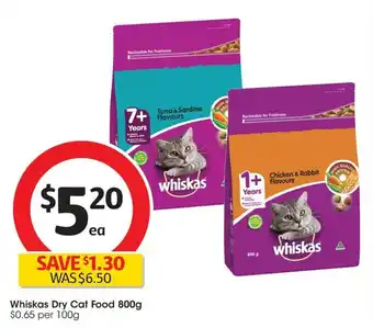 Coles Whiskas Dry Cat Food 800g offer