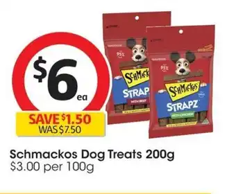 Coles Schmackos Dog Treats 200g offer