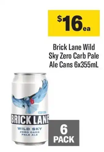 Coles Brick Lane Wild Sky Zero Carb Pale Ale Cans 6x355mL offer