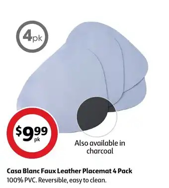 Coles Casa Blanc Faux Leather Placemat 4 Pack offer