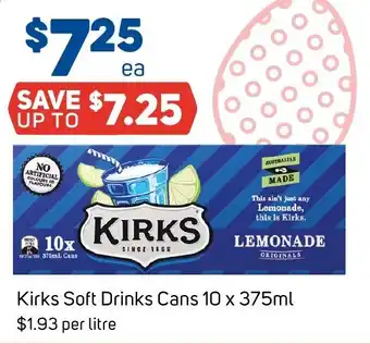 Foodland Kirks Soft Drinks Cans 10 x 375mL offer