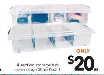 Cheap as Chips 4 Section Storage Tub Underbed Style 35 Litre offer