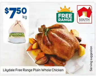 Foodland Lilydale Free Range Plain Whole Chicken offer