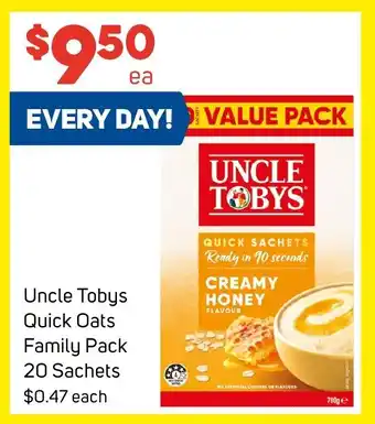 Foodland Uncle Tobys Quick Oats Family Pack 20 Sachets offer