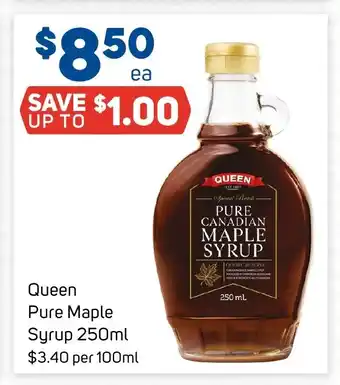 Foodland Queen Pure Maple Syrup 250mL offer