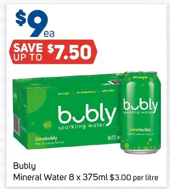 Foodland Bubly Mineral Water 8 x 375mL offer