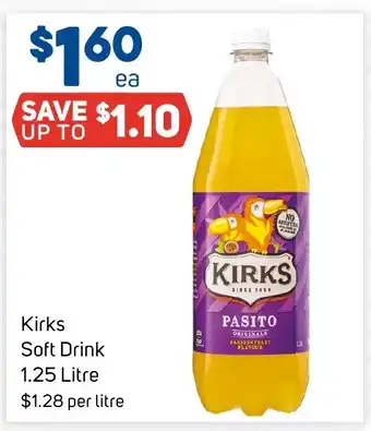 Foodland Kirks Soft Drink 1.25 Litre offer