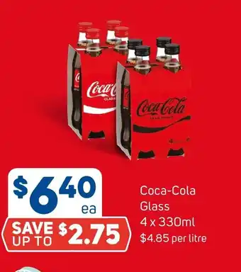 Foodland Coca-Cola Glass 4 x 330mL offer