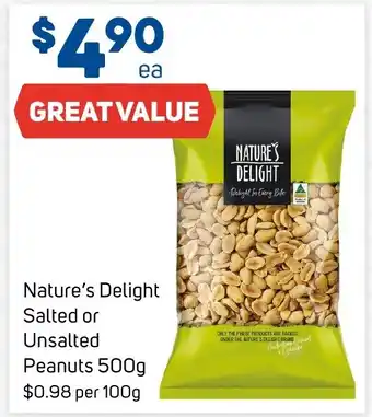 Foodland Nature's Delight Salted or Unsalted Peanuts 500g offer