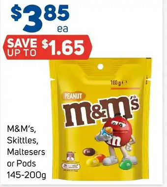 Foodland M&M's, Skittles, Maltesers or Pods 145-200g offer