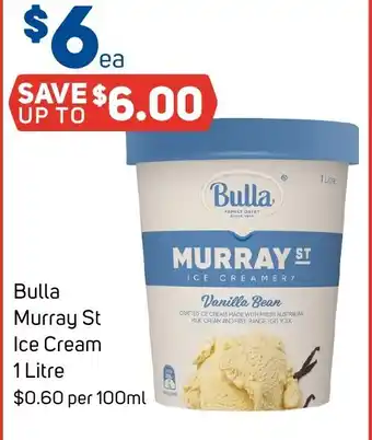 Foodland Bulla Murray St Ice Cream 1 Litre offer