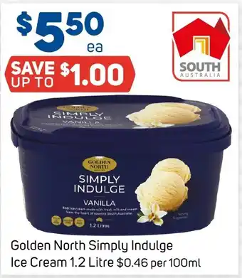 Foodland Golden North Simply Indulge Ice Cream 1.2 Litre offer