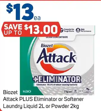 Foodland Biozet Attack PLUS Eliminator or Softener Laundry Liquid 2L or Powder 2kg offer