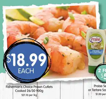 Spudshed Fisherman's Choice Prawn Cutlets Cooked 26/30 900g offer