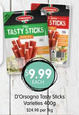 Spudshed D'Orsogna Tasty Sticks Varieties 400g offer