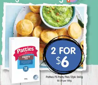 Spudshed Patties FS Party Pies 12pk 560g offer