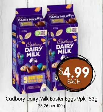 Spudshed Cadbury Dairy Milk Easter Eggs 9pk 153g offer