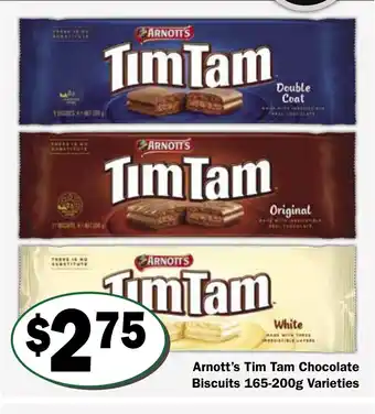 Friendly Grocer Arnott's Tim Tam Chocolate Biscuits 165-200g offer