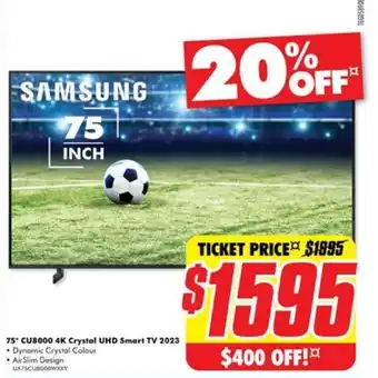 The Good Guys 75* CU8000 4K Crystal UHD Smart TV 2023 offer
