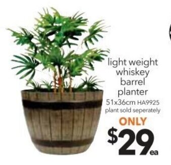 Cheap as Chips Light Weight Whiskey Barrel Planter 51x36cm HA9925 offer