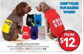 Fuffy Dog Jackets 30/35/40cm