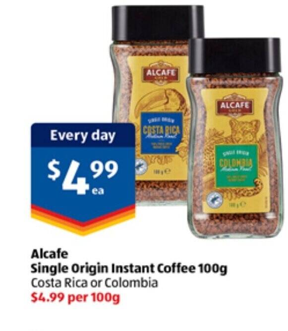 Alcafe Single Origin Instant Coffee 100g offer at ALDI