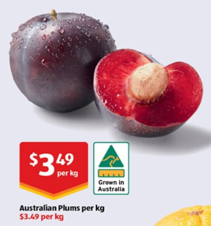 Australian Plums per kg offer at ALDI