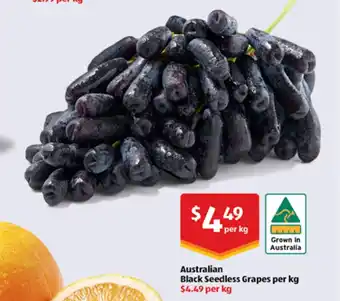 ALDI Australian Black Seedless Grapes per kg offer