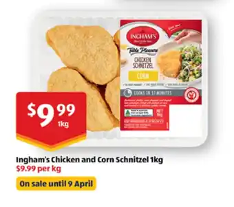 ALDI Ingham's Chicken and Corn Schnitzel 1kg offer