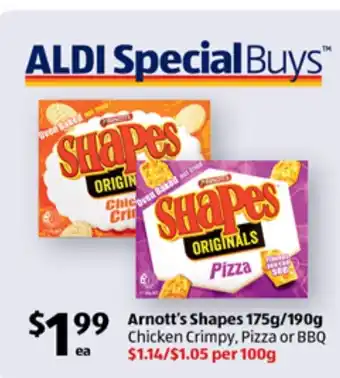 ALDI Arnott's Shapes 175g/190g offer