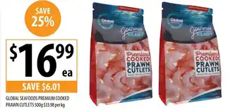 Supabarn GLOBAL SEAFOODS PREMIUM COOKED PRAWN CUTLETS 500g offer