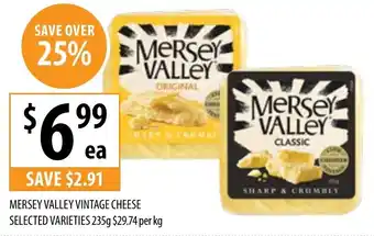 Supabarn MERSEY VALLEY VINTAGE CHEESE SELECTED VARIETIES 235g offer