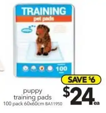 Cheap as Chips Puppy Training Pads 100 pack 60x60cm BA11950 offer