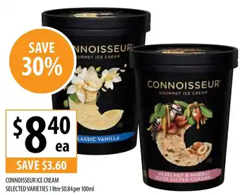 Supabarn CONNOISSEUR ICE CREAM SELECTED VARIETIES 1 litre offer